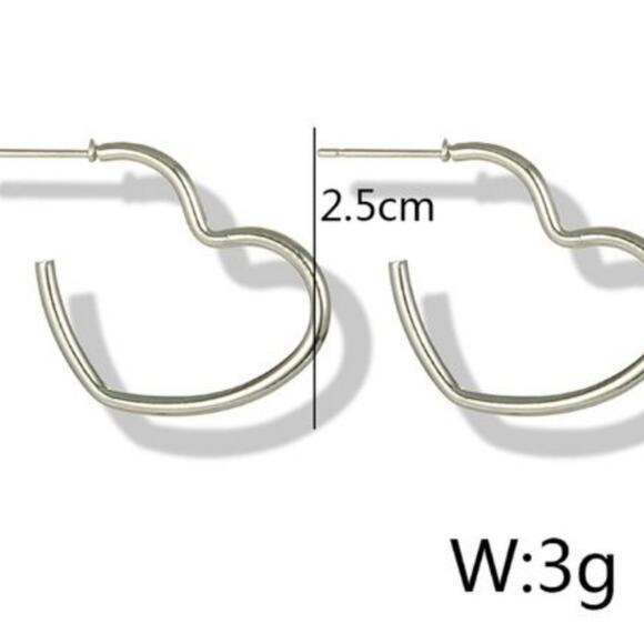 Silver Heart Post Earrings - Picture 2 of 2